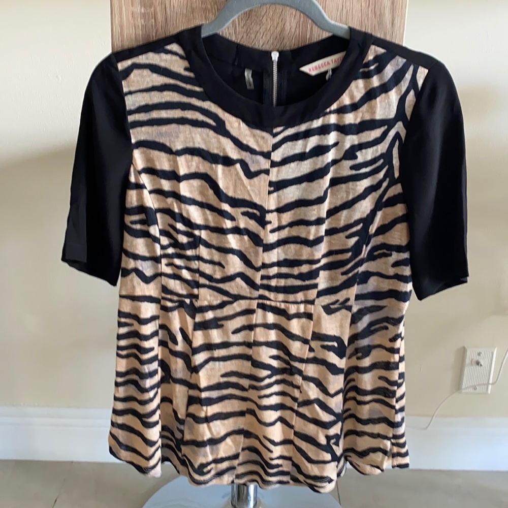 Rebecca Taylor silk and linen peplum blouse size 4